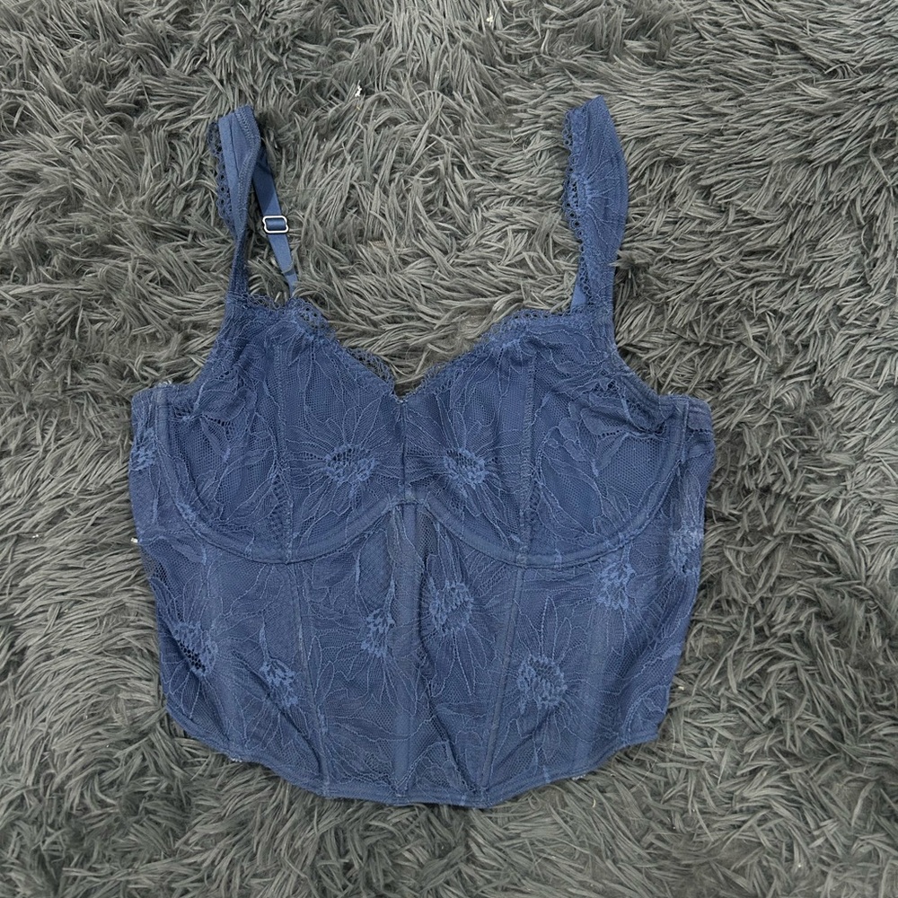 Hollister Blue Lace Crop Top